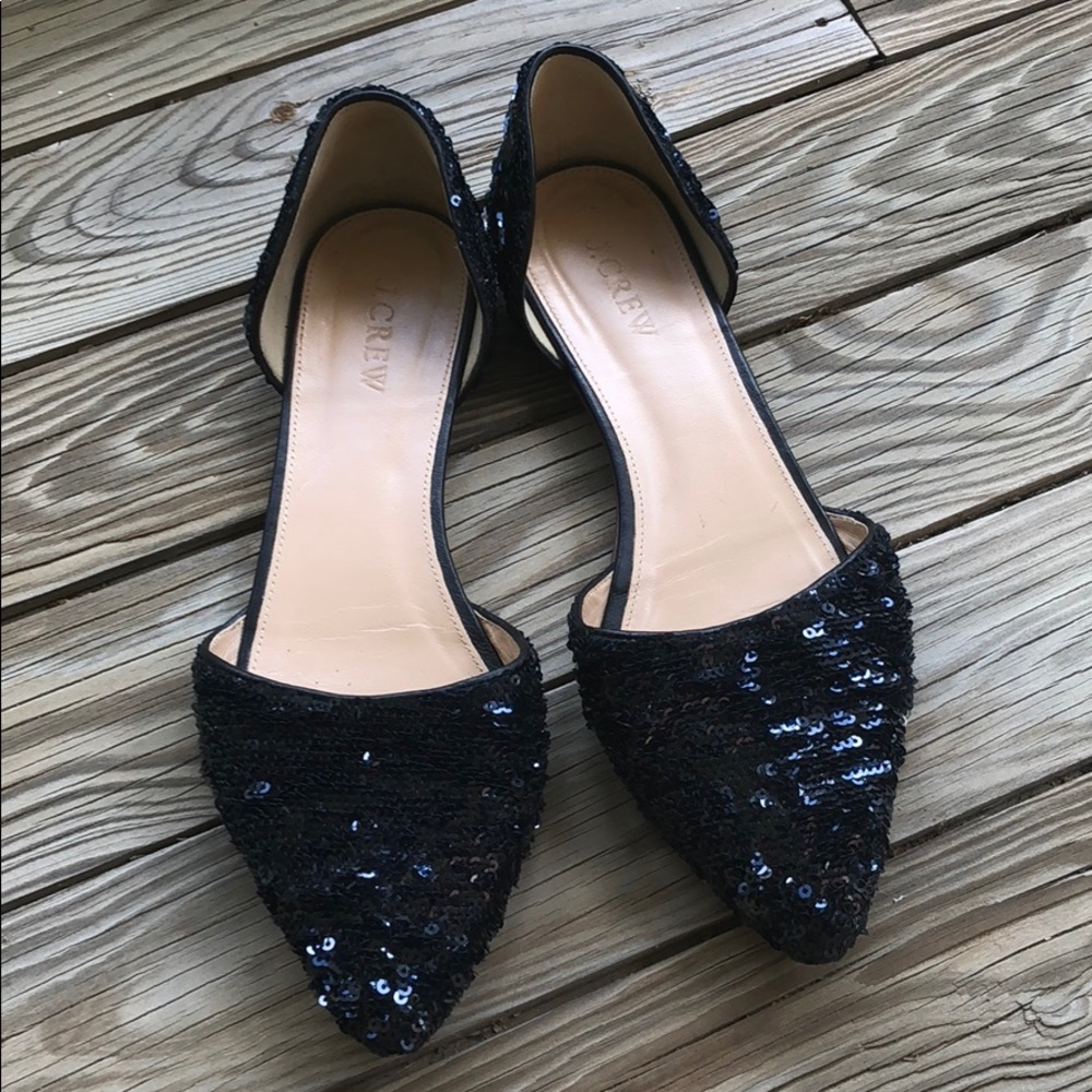 J Crew black sequin D’Orsay flats